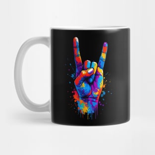 Give Life The Horns – Colorful Rock Hand Pop Art Design Mug